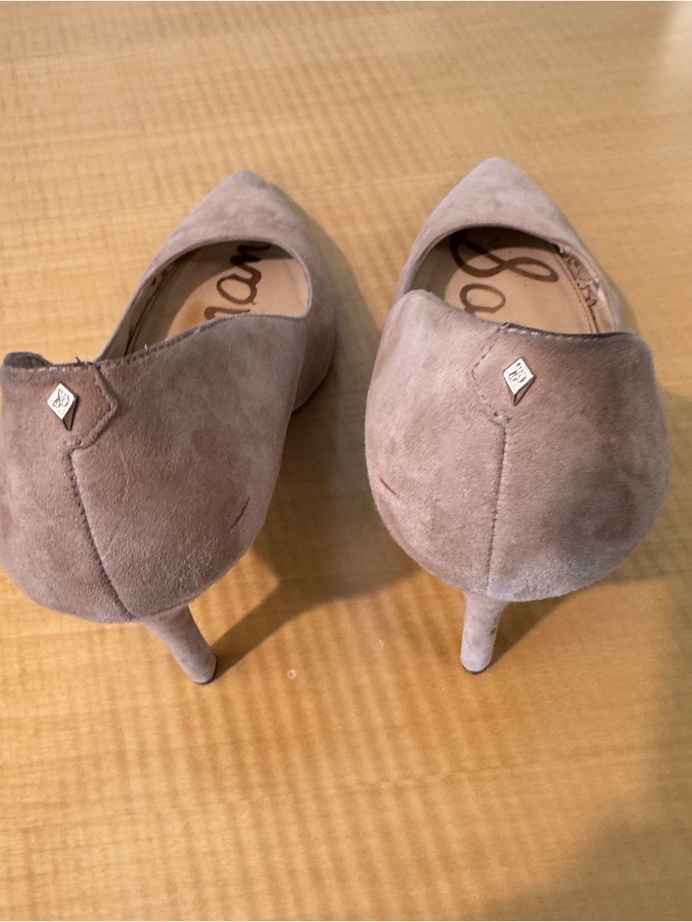 Sam Edelman Nude Suede Pointed Toe Hazel Pumps 8W - Picture 3 of 4